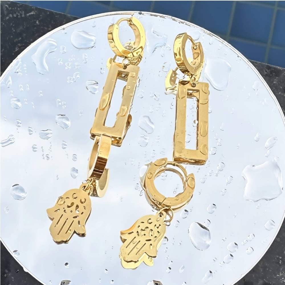 18K gold plated Stainless steel earrings - Picture 3 of 7